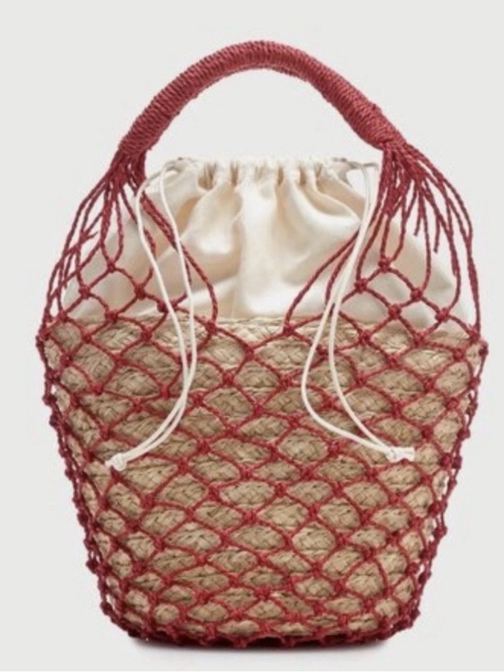 J.Crew Sedona basket bag in straw - red